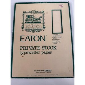 Eaton Private Stock Typewriter Paper Natural Laid Finish 25% Cotton 80 Sheets